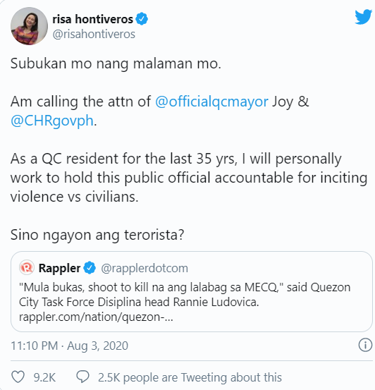 Hontiveros Slams QC Official: "Subukan mo nang malaman mo"