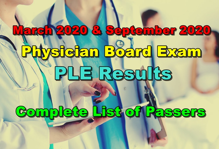 Physician Licensure Exam PLE Results March 2020 & September 2020