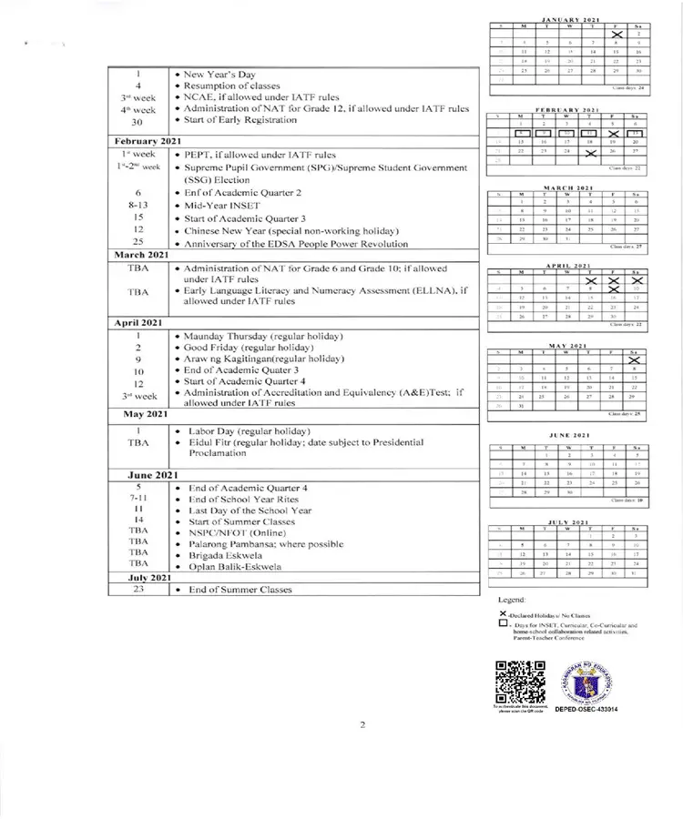 School Year 2024 To 2024 Deped Calendar lishe hyacintha