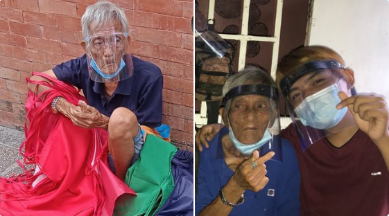 Young Student Helps 80-Year-Old Man Sell Aprons On Street
