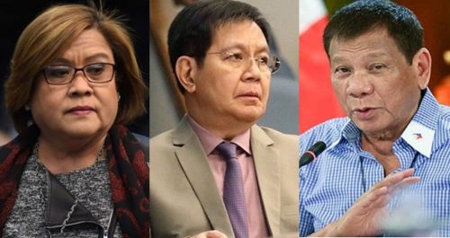 Sen. Ping Lacson, Pres. Rodrigo Roa Duterte, Sen. Leila de Lima