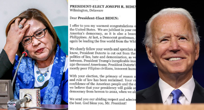 De Lima Pens Biden, Says He Is "Beacon" For PH Democracy