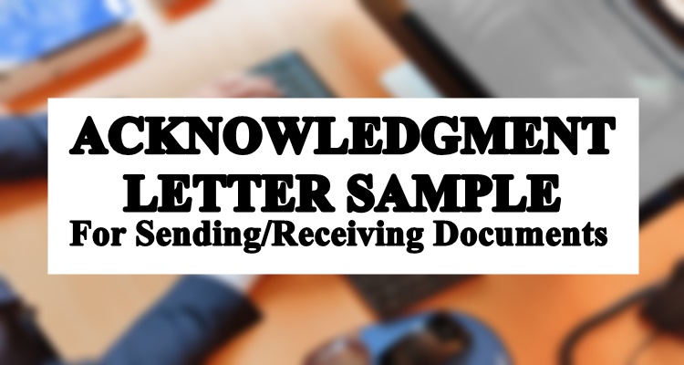 Acknowledgment Letter Sample For Sending/Receiving Documents