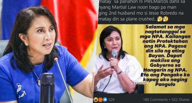 Robredo Red-Tagged, Urges Netizens To Report Fake News About Her