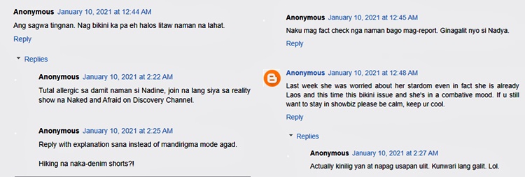 nadine lustre comments 