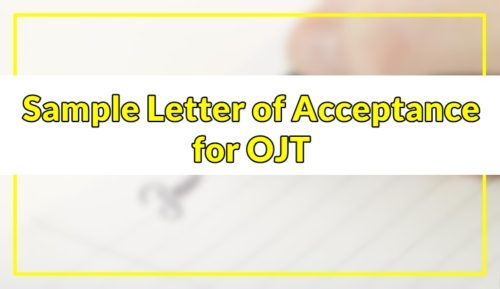 Sample Letter of Acceptance for OJT