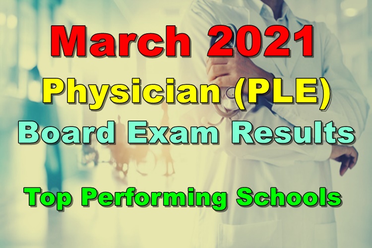Physician Board Exam Result March 2021 PLE Top Performing Schools