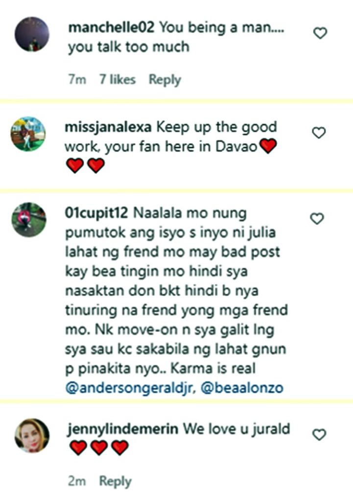 gerald anderson comments
