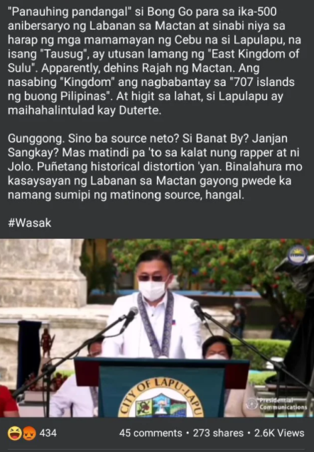 "East Kingdom Of Sulu": Netizens Say Bong Go Made Lapu-Lapu "Utusan"