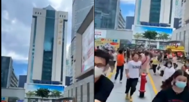 Building Shakes & Tilts In China As Residents Run For Their Lives