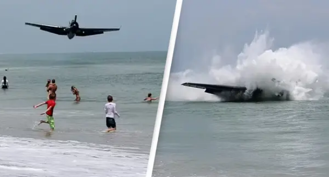 Plane Crashes Behind Woman Taking Maternity Photos On Beach