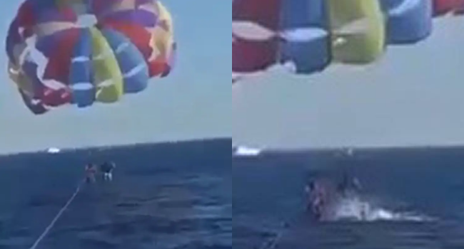 Shark Bites Parasailor's Foot Caught On Viral Video