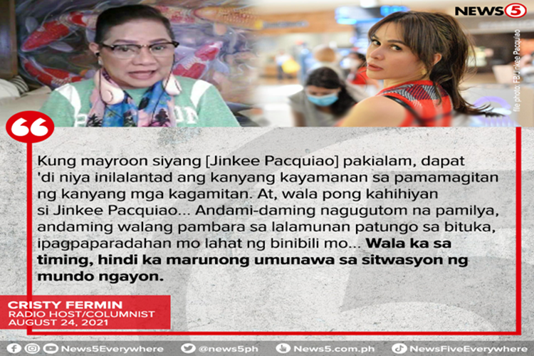 Cristy Fermin draws flak after calling out Jinkee Pacquiao's