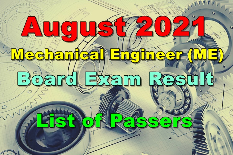 Mechanical Engineering Board Exam Result August 2021 (LIST OF PASSERS)