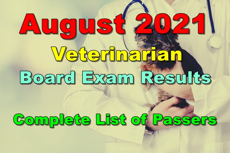 Veterinarian Board Exam Results August 2021 (Veterinary Full List of