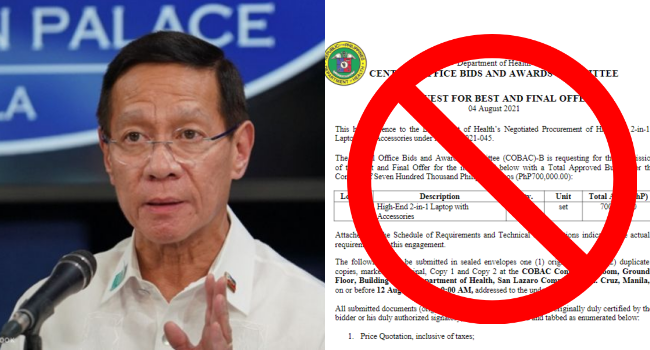 DOH Cancels Laptop Purchase Worth P700K Due To "Further Study"