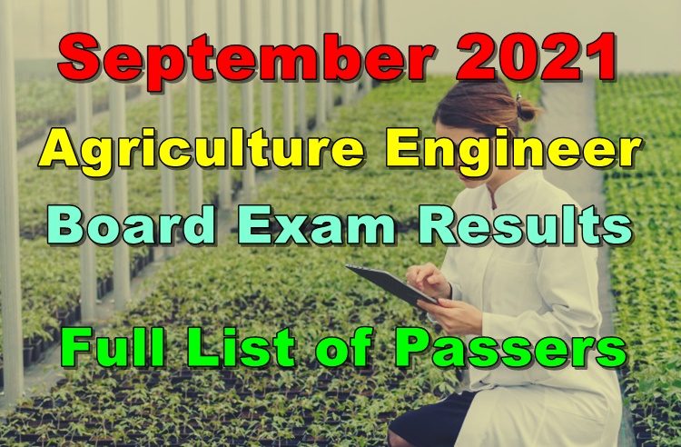 Agriculture Engineer Board Exam Results September 2021 (FULL LIST)