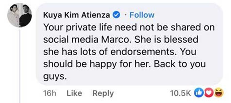 kim atienza comment