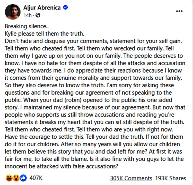 Kylie Padilla Cryptic Posts Following Aljur Abrenica's Controversial Post