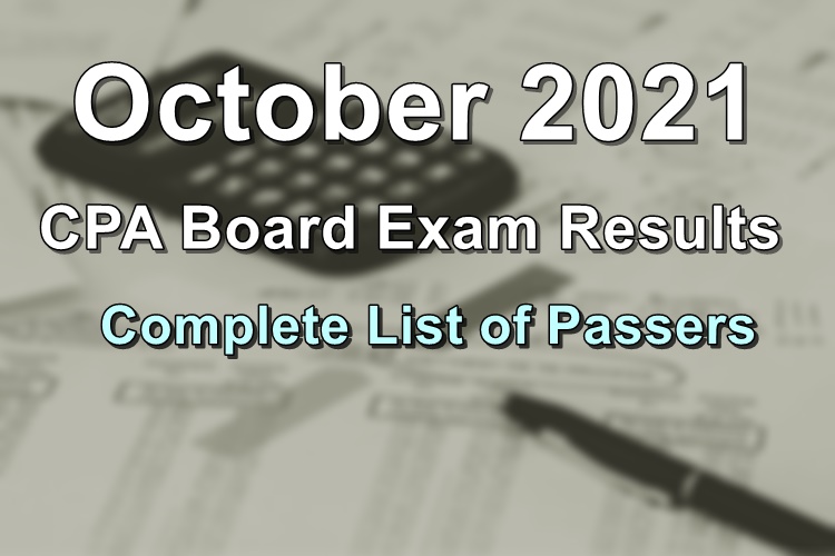 CPA Board Exam Result October 2021 List of Exam Passers)