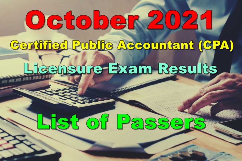 Certified Public Accountant CPA Board Exam Results October 2021 (List