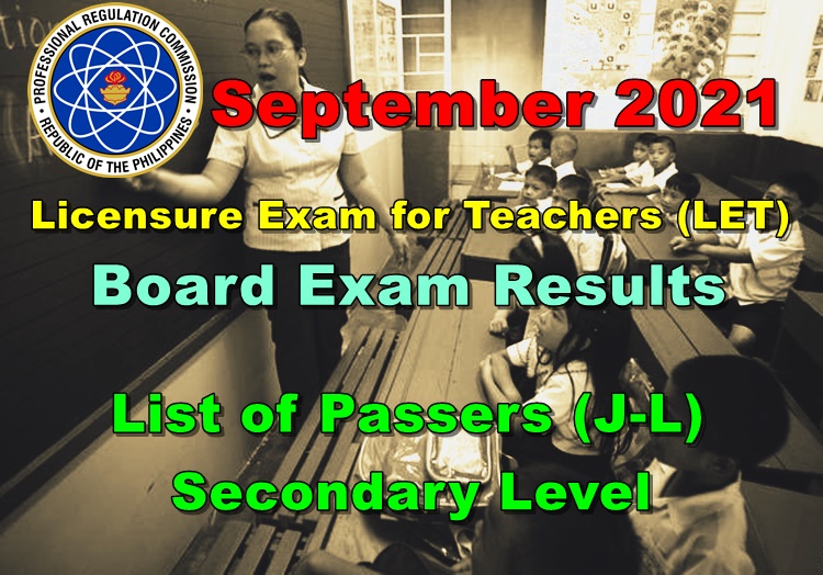 LET Board Exam Result September 2021 Secondary (JL) Passers