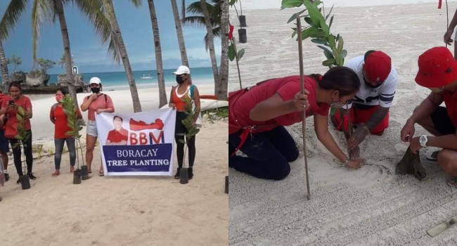BBM Supporters Conduct Tree Planting On Boracay Beach Goes Viral