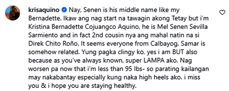 kris aquino comment