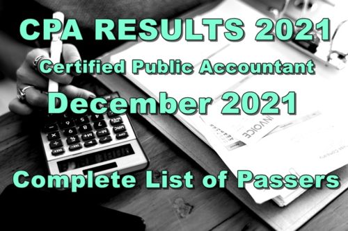 CPA RESULTS 2021 - Certified Public Accountant Exam Result December 2021