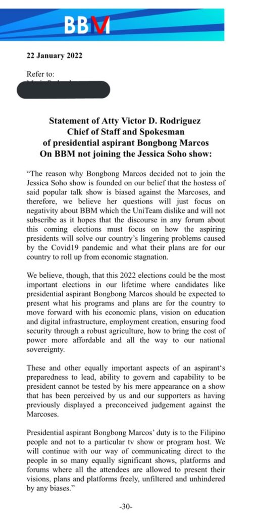 bongbong marcos statement