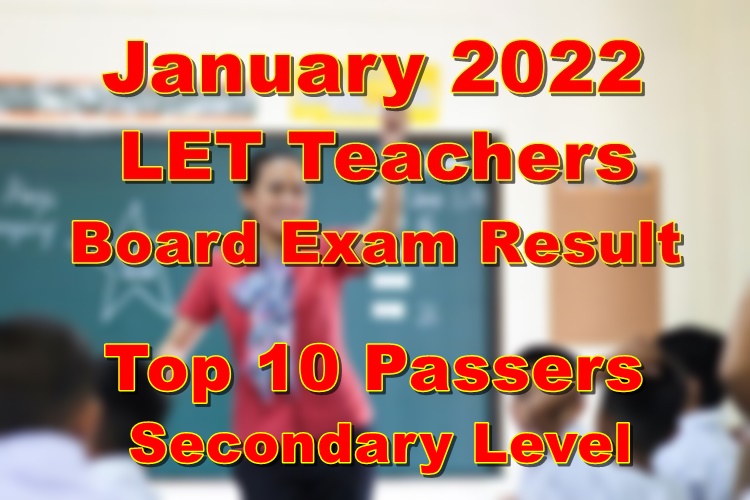 LET Board Exam Result January 2022 Secondary Level (Top 10 Passers)