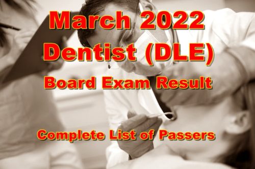 Dentist Board Exam Result