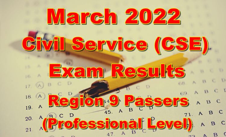 Civil Service Exam Result March 2022 Region 9 Passers Professional