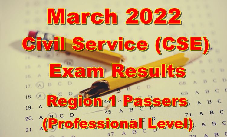 Civil Service Exam Result March 2022 – Region 1 Passers (Professional ...