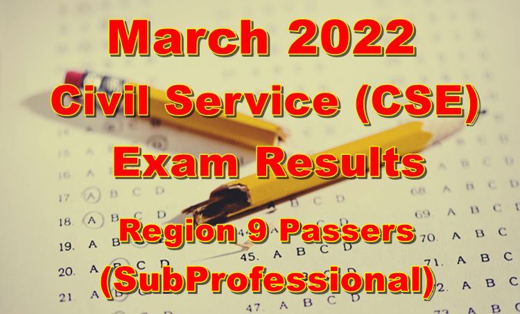 Civil Service Exam Result March 2022 – Region 9 Passers ...