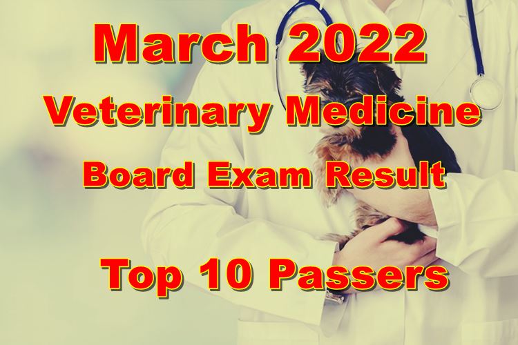 Veterinarian Board Exam Result March 2022 VLE Top 10 Passers