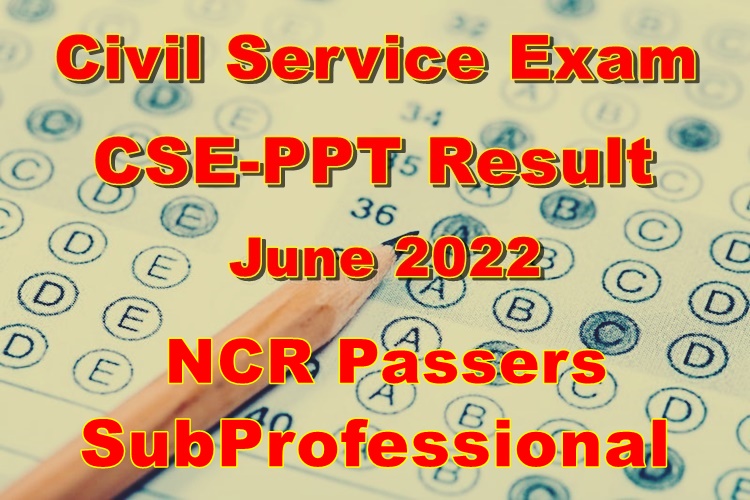 Civil Service Exam Result June NCR Passers SubProfessional Level