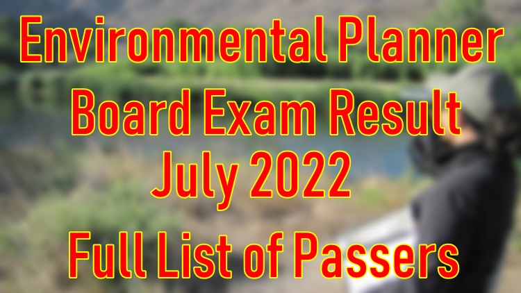 Environmental Planner Board Exam Result July 2022