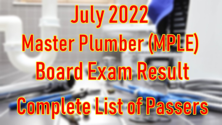Master Plumber Board Exam Result