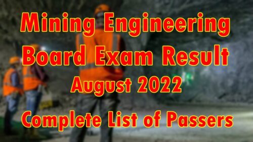 Mining Engineering Board Exam Result