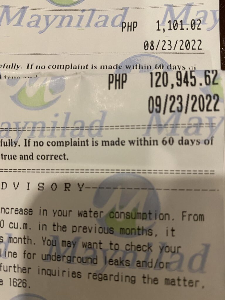 Ryza Cenon Water Bill