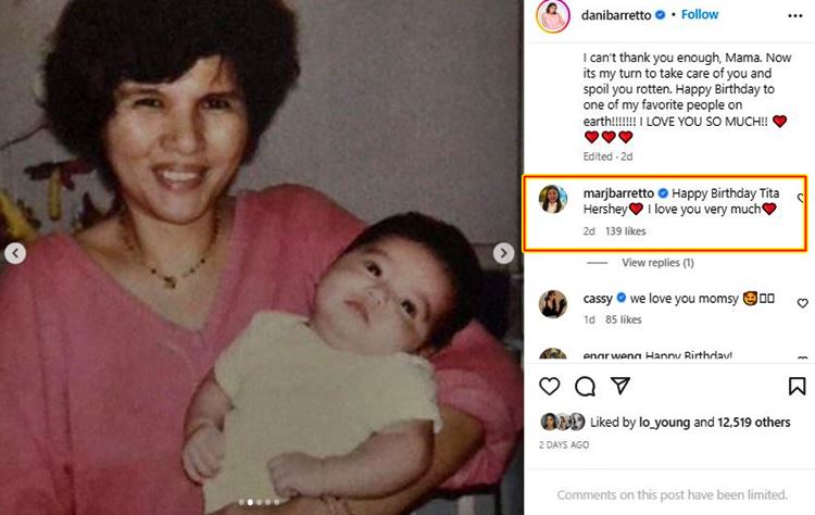 Marjorie Barretto Pens Birthday Message For Kier Legaspi's Mother