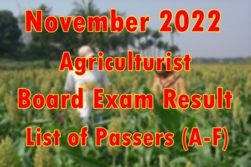 Agriculturist Board Exam Result