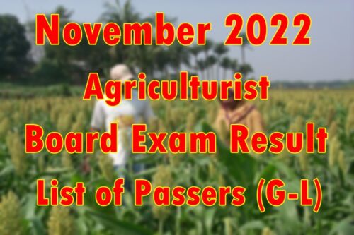 Agriculturist Board Exam Result