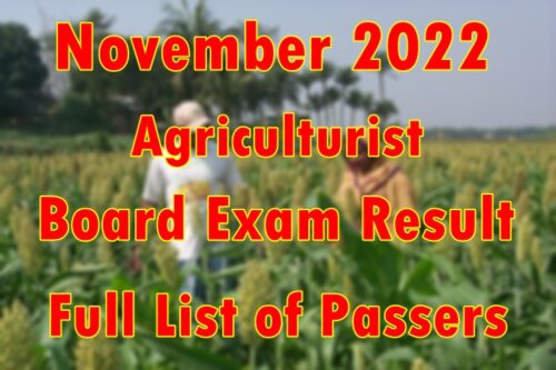 Agriculturist Board Exam Result