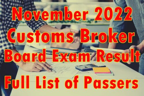 Customs Broker Board Exam Result 2022
