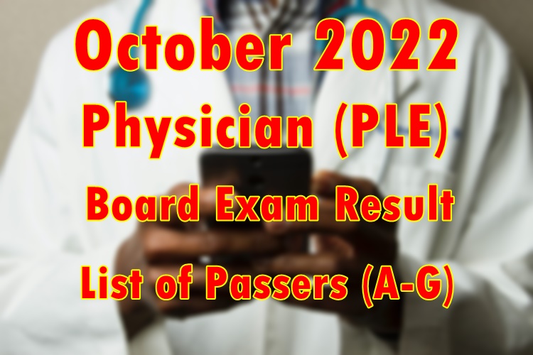 Physician Board Exam Result October 2022 List of Passers (AG)