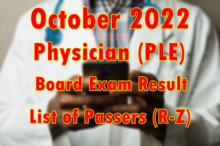 Physician Board Exam Result October List Of Passers R Z