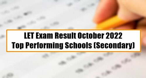 LET Exam Result Top Performing Secondary