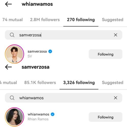 Rhian Ramos, Sam Verzosa Follow Each Other Again, Netizens React